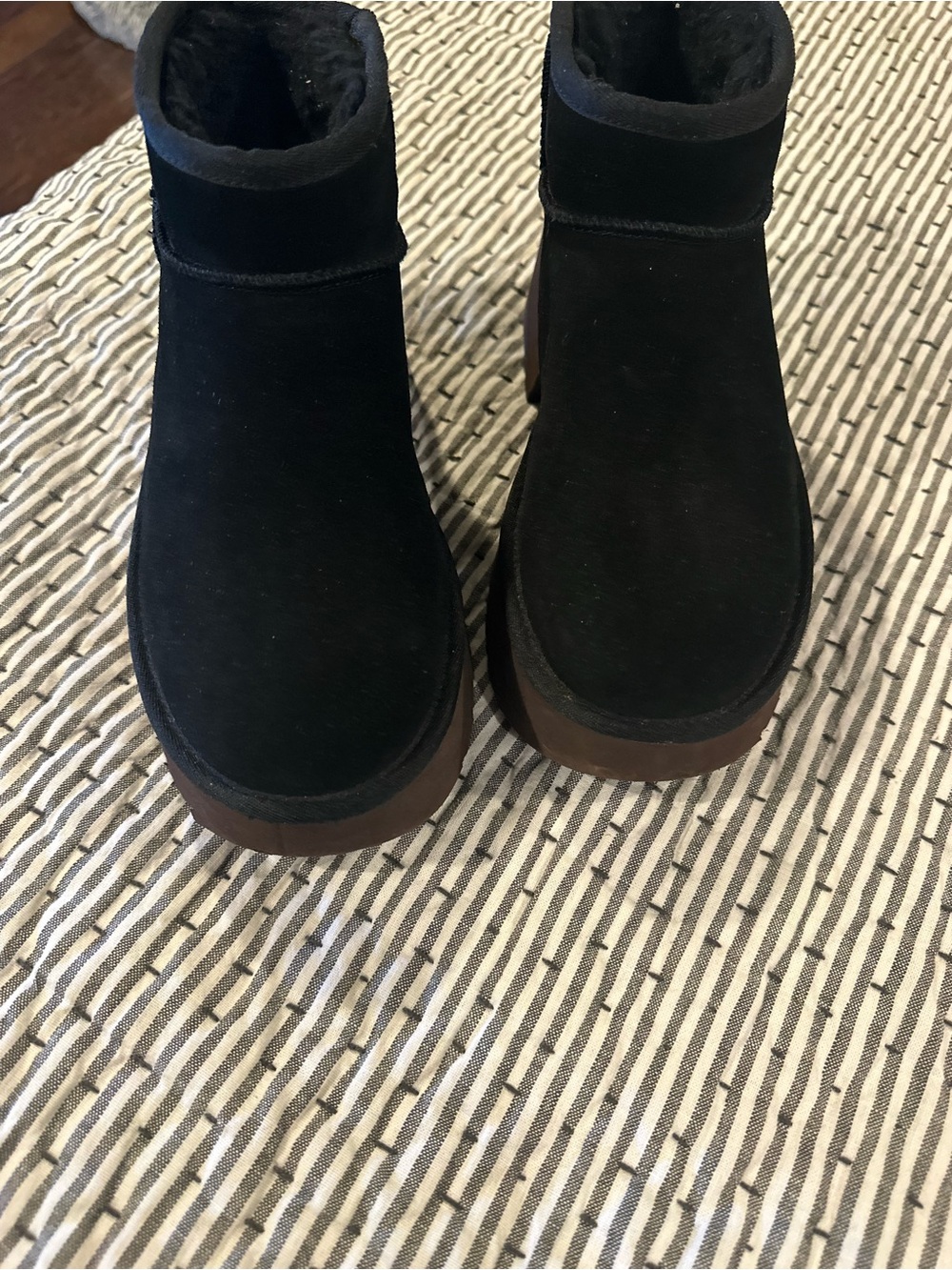 UGG Black Suede Platform Ankle Boots